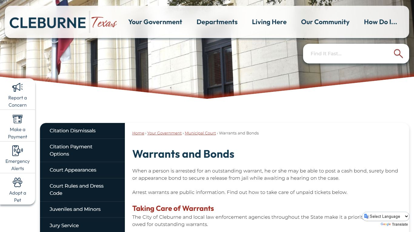 Warrants and Bonds | Cleburne, TX - Official Website